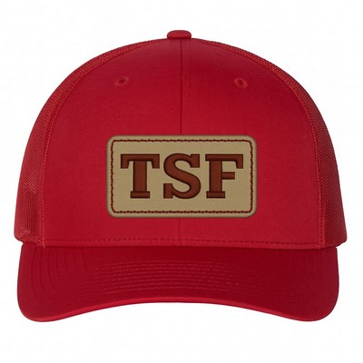 Richardson Mesh Snapback Hat W/Leather Patch Or Embroidery