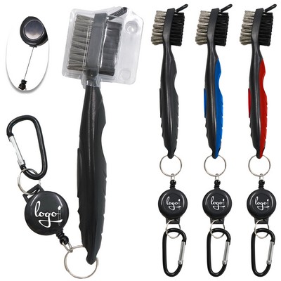 Golf Club Brush Groove Cleaner With Retractable Rope And Carabiner