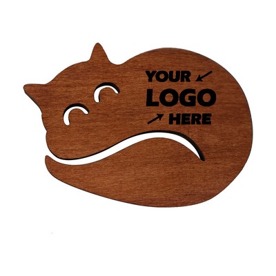 Wooden Cat Shaped Coaster