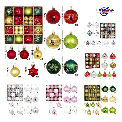 42 Piece Christmas Painted Ball Ornament Set