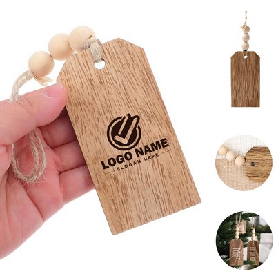 Wooden Hanging Blank Sign Tag with Wood Beads