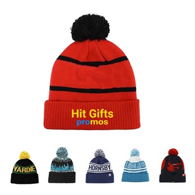 Two-Tone Pom Beanie