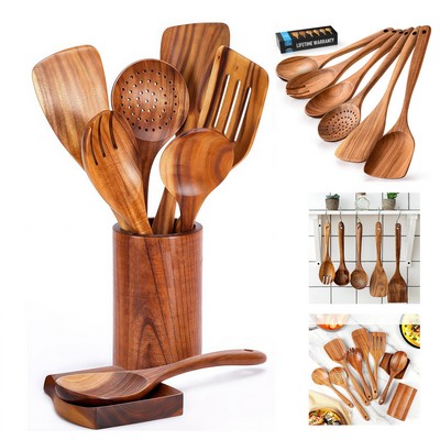 6-Piece Wooden Cooking Spoons Set