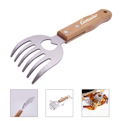 Stainless Steel Bear Claw Meat Shredder with Wooden Handle