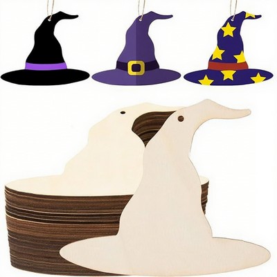 Wooden Witch Hat Ornaments