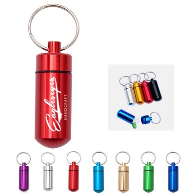 Aluminum Pill Case with Keychain