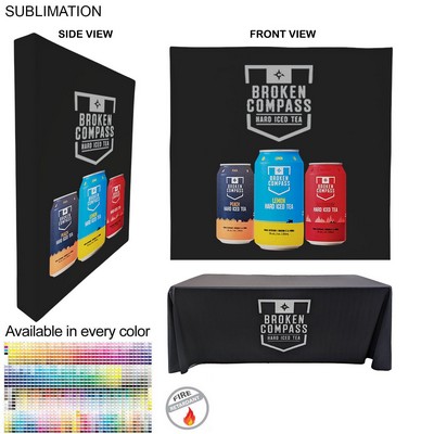 Tradeshow booth package Ultra, 7.5' Straight Wall Display with Wrap End Caps & Premium 6' tablecloth