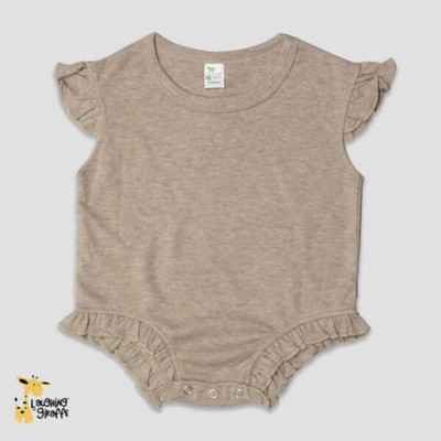Flutter Sleeve Baby Bubble Rompers Truffle 65% Polyester - 35% Cotton blend - Laughing Giraffe®