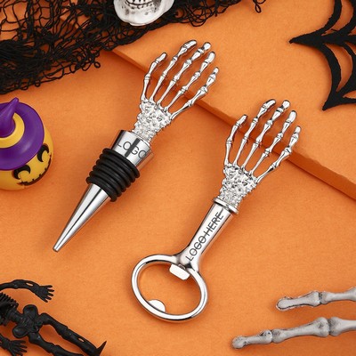 Halloween Skull Hand Wine Stopper & Bottle Opener Set Beer Opener Wine Preservation