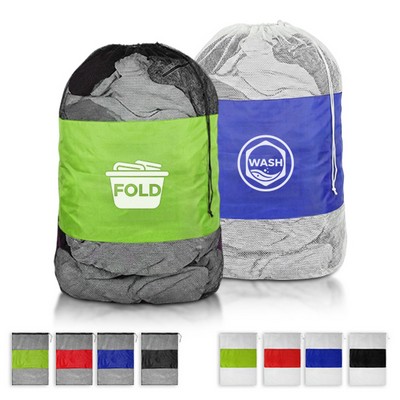 Large Capacity Mesh Laundry Bag with Imprint Panel