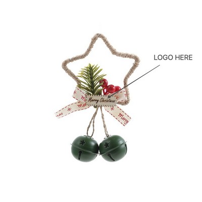Christmas Star Bell Hanging Ornament Wall Door and Tree Decoration with Bow