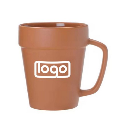 14oz Ceramic Flower Pot Mug w/ Handle