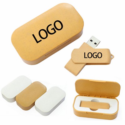 64GB Wheat Straw Biodegradable Box USB Drive Set