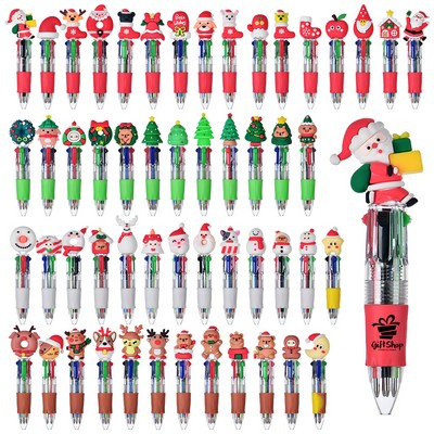 Retractable 4-Color Mini Christmas Pen for Kids