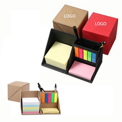 Foldable Sticky Note Organizer Cube w/ Pen Holder