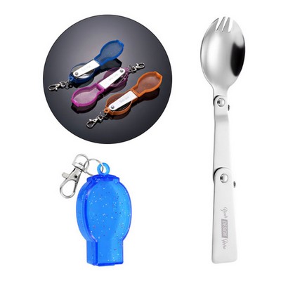2-In-1 Folding Spork With Carrying Case And Keychain