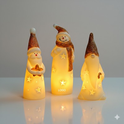 Christmas LED Candle Night Light with Santa Design for Holiday Decoration