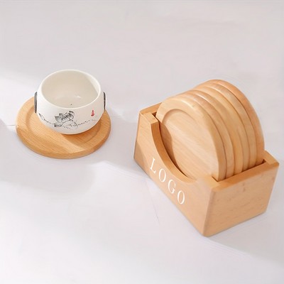 Bamboo Cup Coaster Set Of 6 Mug Coasters With Storage Stand