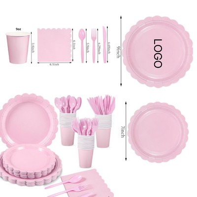 Disposable Paper Plates and Cups Party Set