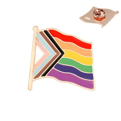 Custom Rainbow Flag Shaped Brooch Pin Badge