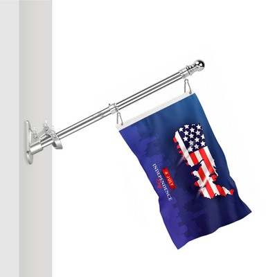 2'-8' Flagpole Kit- Rotating Clips+Bracket+Flag- Silver