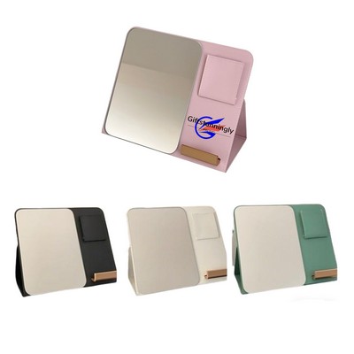 Portable Makeup Mirror with Phone Stand & Storage