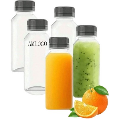 12oz Clear Square Plastic Juice Bottle
