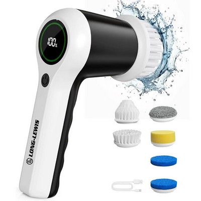 Electric Spin Scrubber Cordless Shower Scrubber with Battery Level Display