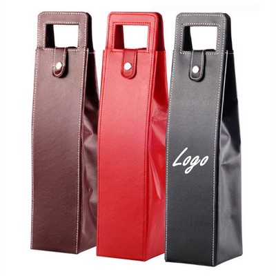 Faux Leather Single Bottle Tote Bag