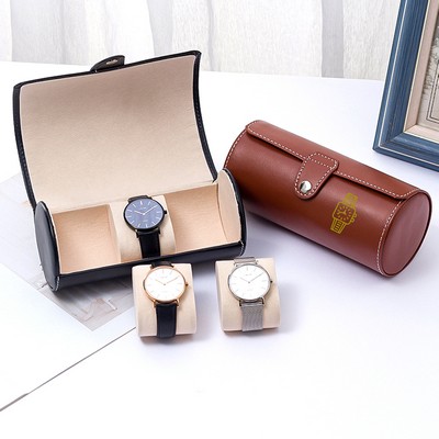 Triple Slot Round PU Watch Case