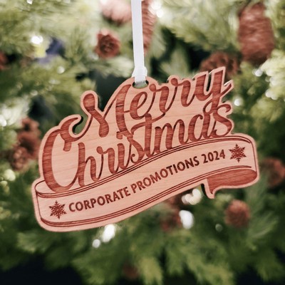 Custom Engraved Hardwood Merry Christmas Ornament