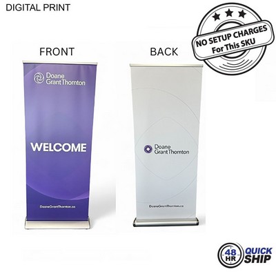 48Hr Quick Ship- Deluxe Wide Base Retractable Pull Up Banner Double sided, (33.5"x79")