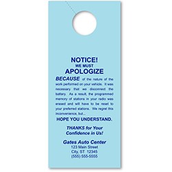 Blue Custom Service Hang Tag