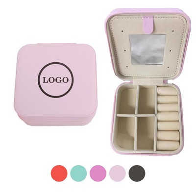 Travel PU Jewelry Box With Mirror