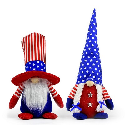 Independence Day Gnome Patriotic American Flag Stars Stripes Plush Faceless Rudolf Doll