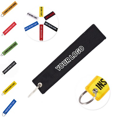 Polyester Embroidered Bag Tag Keychain