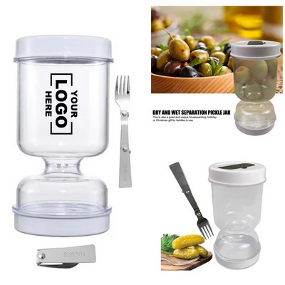 Dry-Wet Separated Kimchi Jar Fork Home Daily Use Sealed Can