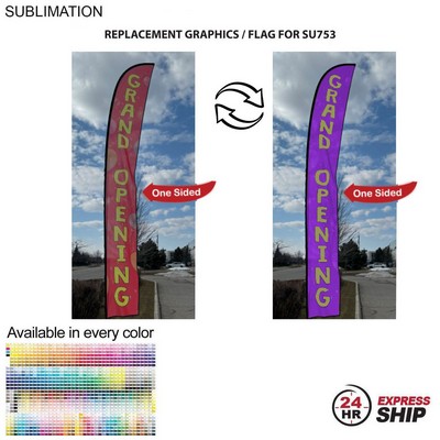 24Hr Express Ship - Replacement Flag for 19' X-Large Feather Flag Kit, Full Color Graphics One Side
