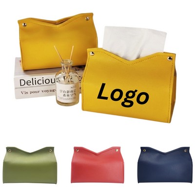 Modern V-Cut PU Leather Tissue Dispenser