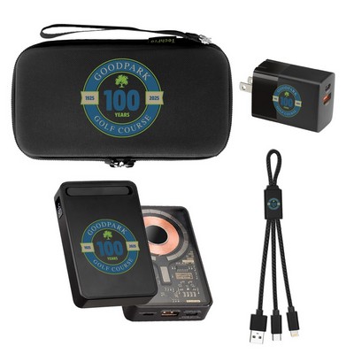 10,000 mAh Transparent MagSafe Wireless Charging Power Bank Gift Pack Set