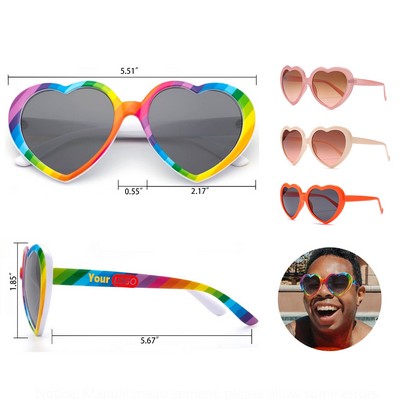 Oversized Heart-Shaped Sunglasses with UV Protection