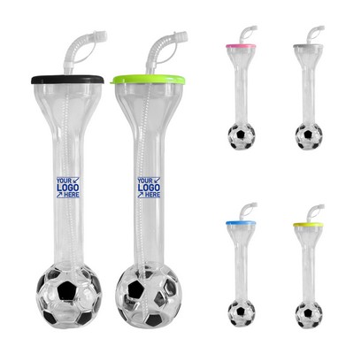Soccer Theme Plastic Straw Cup with Lid