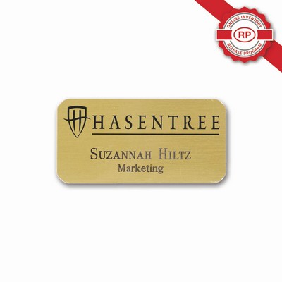 Executive Oxidized Brass Badge with Screened Logo (1.50"x3.00")