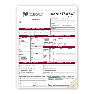 Roofing Proposal Forms (3-part)