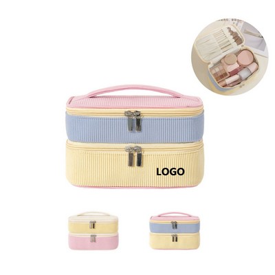 Corduroy Double-Layer Storage Bag Makeup Bag