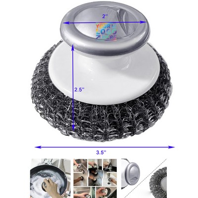 Stainless Steel Wool Scrubber with Handle