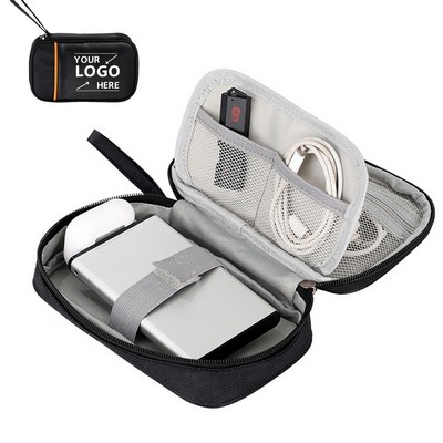 Double-Layer Leather Tech Organizer Bag