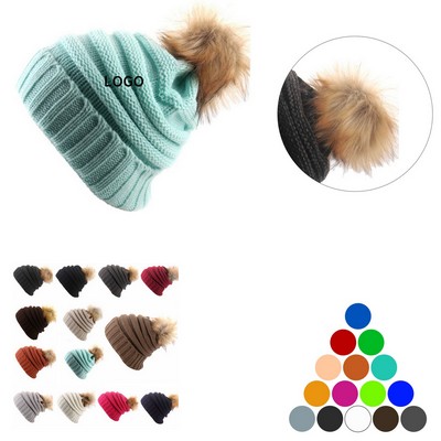 Knit Pom Beanie Hat