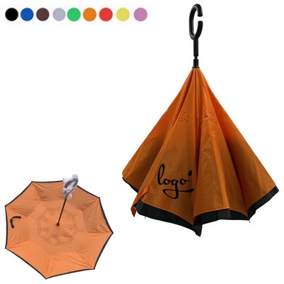 Reverse Umbrella with C-Shaped Handle