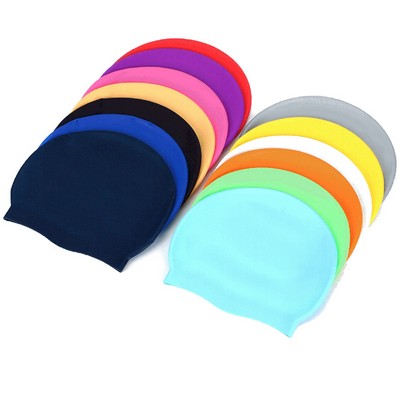 Solid-color silicone swimming cap